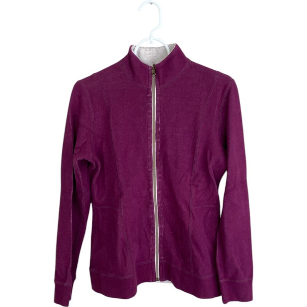 Orvis Signature Reversible Jacket Womens Wine Long Sleeve Full Zip Cotton Blend
